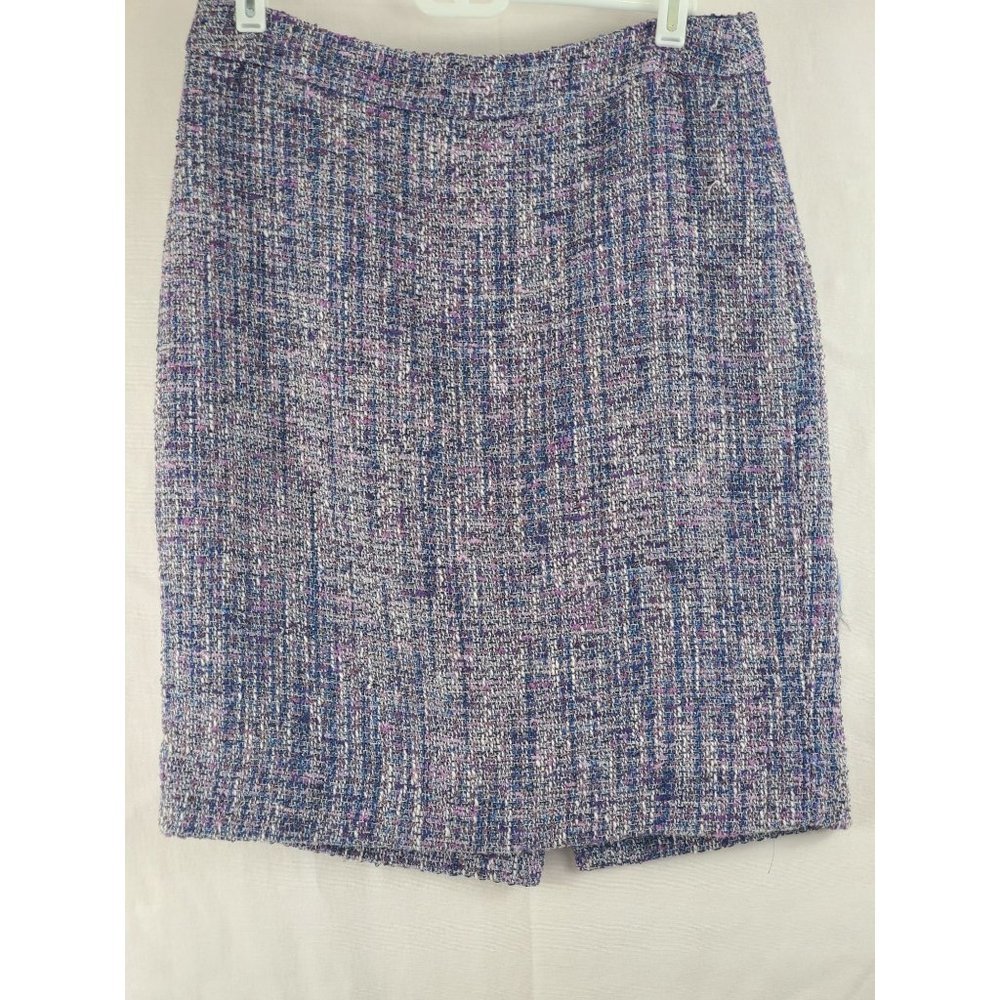 J Crew Purple Tweed Pencil Skirt Vintage - Picture 1 of 7